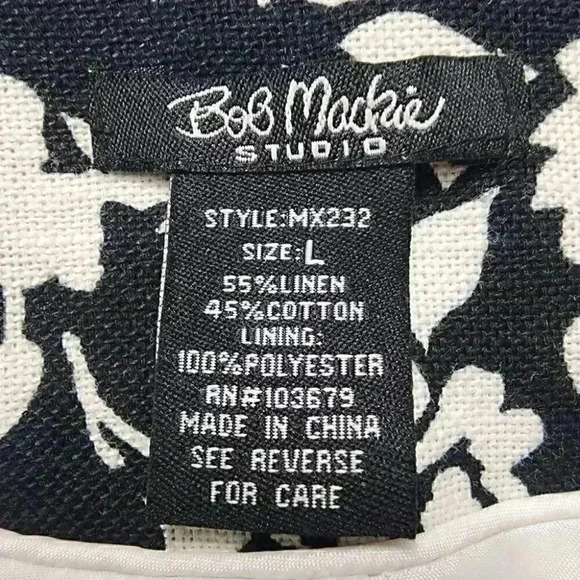 Bob Mackie Studio Linen Blend Paisley Printed Button Women's Blazer L - Picture 5 of 5